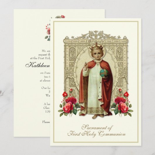 Eerste Communie Christus de Koning Rozen Kaart (Voorkant / Achterkant)
