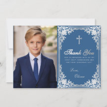 Eerste Communie Classic Blue Boy Foto Vintage