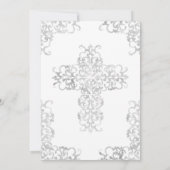 Eerste Communie Cross Grijs Damask Christelijk Boy Kaart (Achterkant)