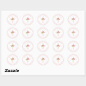 Eerste Communie Cross Roze Rozen Monogrammed Naam Ronde Sticker (Vel)