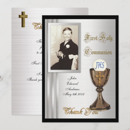 Eerste Communie Dank je kaart Foto (Voorkant / Achterkant)