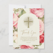 Eerste Communie Dank Je Wel Roze Rozen (Voorkant)