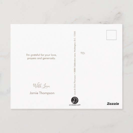 Eerste Communie Dank U Moderne Roze Foto Briefkaart (Achterkant)