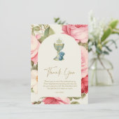 Eerste Communie Dank u Roze Rozen (Staand voorkant)