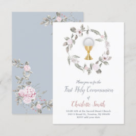 Eerste Communie Delicate Bloemen waterverf Kaart