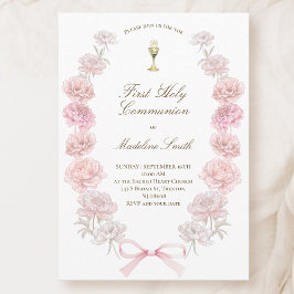 eerste communie delicate pioenen lijst kaart