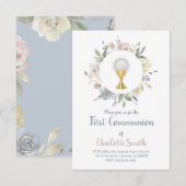 Eerste Communie Delicate waterverf Bloemen Kaart (Voorkant / Achterkant)