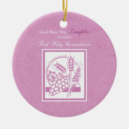 Eerste communie dochter, Roze Keramisch Ornament