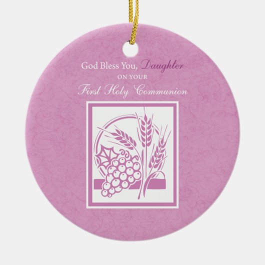 Eerste communie dochter, Roze Keramisch Ornament (Voorkant)