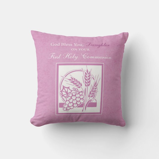 Eerste communie dochter, Roze Kussen (Voorkant)