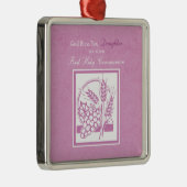 Eerste communie dochter, Roze Metalen Ornament (Rechts)
