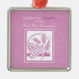 Eerste communie dochter, Roze Metalen Ornament