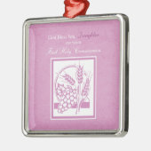 Eerste communie dochter, Roze Metalen Ornament (Links)
