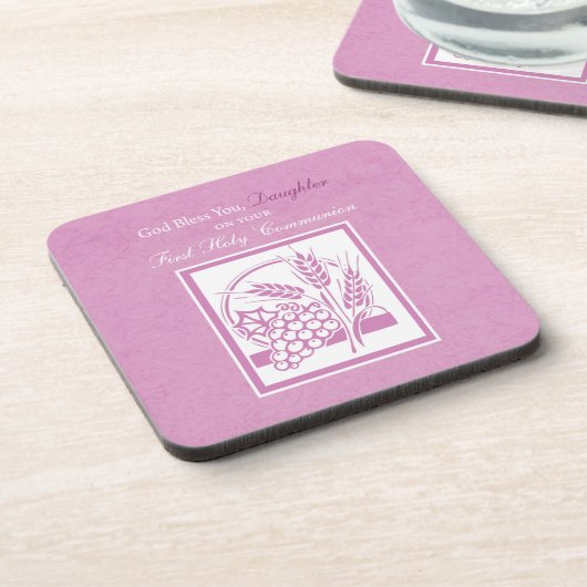 Eerste communie dochter, Roze Onderzetter (Linkerzijde)