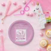 Eerste communie dochter, Roze Papieren Bordje (Feest)
