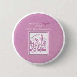 Eerste communie dochter, Roze Ronde Button 5,7 Cm