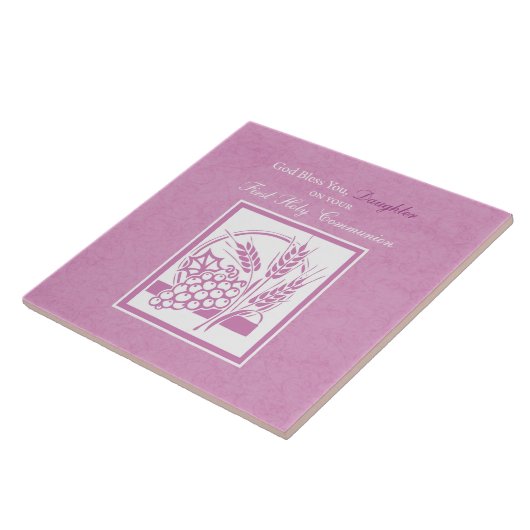 Eerste communie dochter, Roze Tegeltje (Zijkant)
