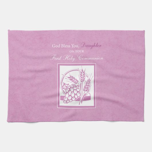 Eerste communie dochter, Roze Theedoek (Horizontaal)