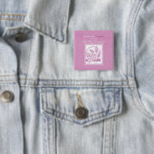 Eerste communie dochter, Roze Vierkante Button 5,1 Cm (In situ)