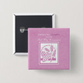 Eerste communie dochter, Roze Vierkante Button 5,1 Cm (Voorkant /achterkant)