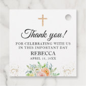 Eerste communie, doop bloemenelegant bedankjes labels (Achterkant)