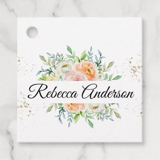 Eerste communie, doop bloemenelegant bedankjes labels (Voorkant)