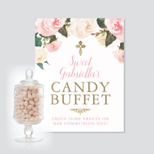 Eerste Communie & Doop CANDYBUFFET ROZE Poster