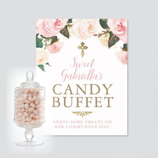 Eerste Communie & Doop CANDYBUFFET ROZE Poster