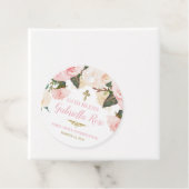 Eerste Communie & Doop, Roze Bloem Goud Bedankjes Labels (In situ)