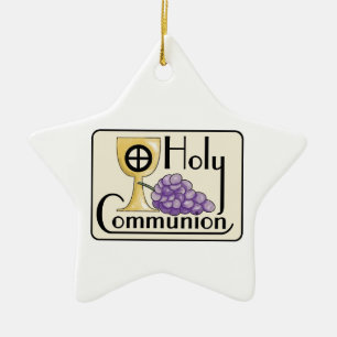 Eerste Communie Druiven en Beker, Aanpasbaar Keramisch Ornament
