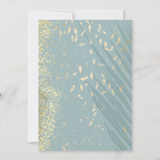 Eerste Communie Dusty Blue Gold Glitter Dust Arch Kaart (Achterkant)