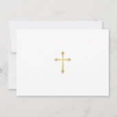 Eerste Communie Eenvoudig Goud Script Cross Photo Bedankkaart (Achterkant)