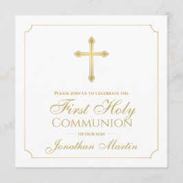 Eerste Communie Eenvoudige Gouden Kruis Jongen Chr Kaart
