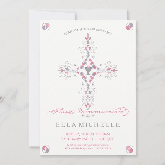 Eerste Communie - Eerste Heilige Communie Uitnodig Kaart (Voorkant)