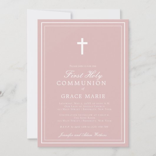 Eerste Communie Elegant Classic Cross Kaart (Voorkant)