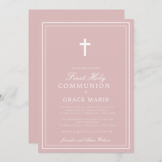Eerste Communie Elegant Classic Cross Kaart (Voorkant / Achterkant)