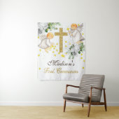 Eerste communie engelen glitter geslacht neutraal wandkleed (In situ)