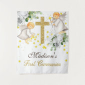Eerste communie engelen glitter geslacht neutraal wandkleed (Voorkant)