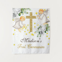 Eerste communie engelen glitter geslacht neutraal wandkleed