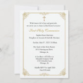 Eerste Communie Eucharistie Heilige Geest Bloemen Kaart (Voorkant)