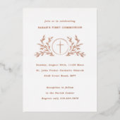 Eerste Communie Eucharistie Wit Folie Uitnodiging (Voorkant)