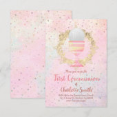 Eerste Communie Faux Glitter Design Kaart (Voorkant / Achterkant)