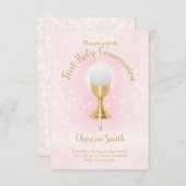 Eerste Communie faux glitter Katholiek meisje Kaart (Voorkant / Achterkant)