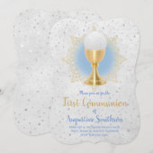 Eerste Communie Faux Goud en Faux Glitter Decor Kaart (Voorkant / Achterkant)