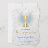 Eerste Communie Faux Goud en Faux Glitter Decor Kaart (Voorkant)