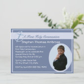 Eerste Communie Foto / Blauw Kaart (Staand voorkant)