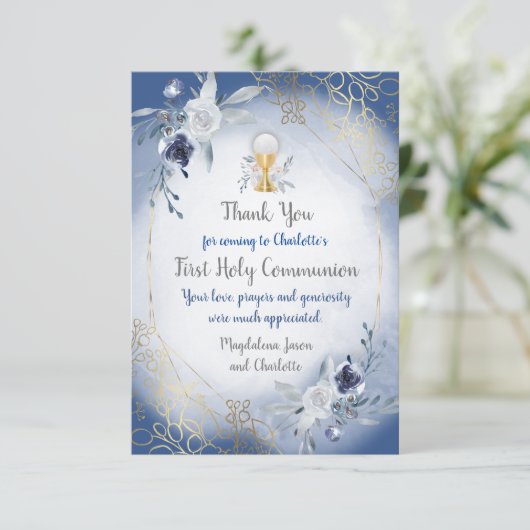 Eerste communie foto dank je kaart (Staand voorkant)
