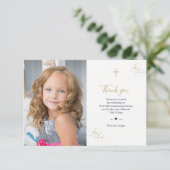 Eerste communie foto dank u minimalistisch goud kaart (Staand voorkant)