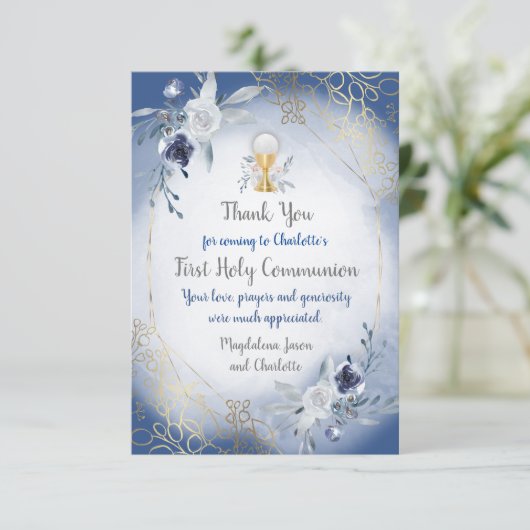 eerste communie foto dankkaart kaart (Staand voorkant)