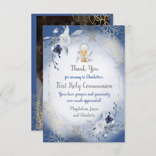 eerste communie foto dankkaart kaart (Voorkant / Achterkant)